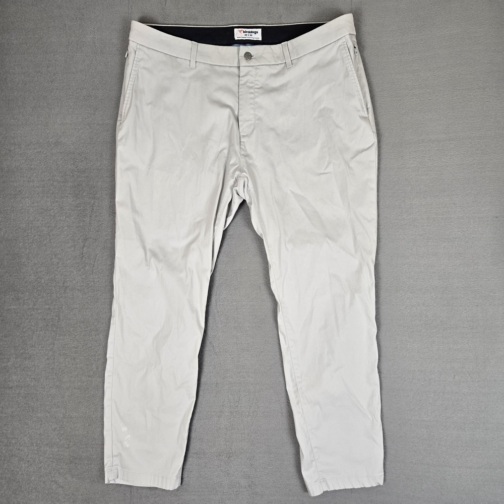 Birddogs Pants Mens 38x30 Unlined Performance Stretch Chino Gray Golf *READ